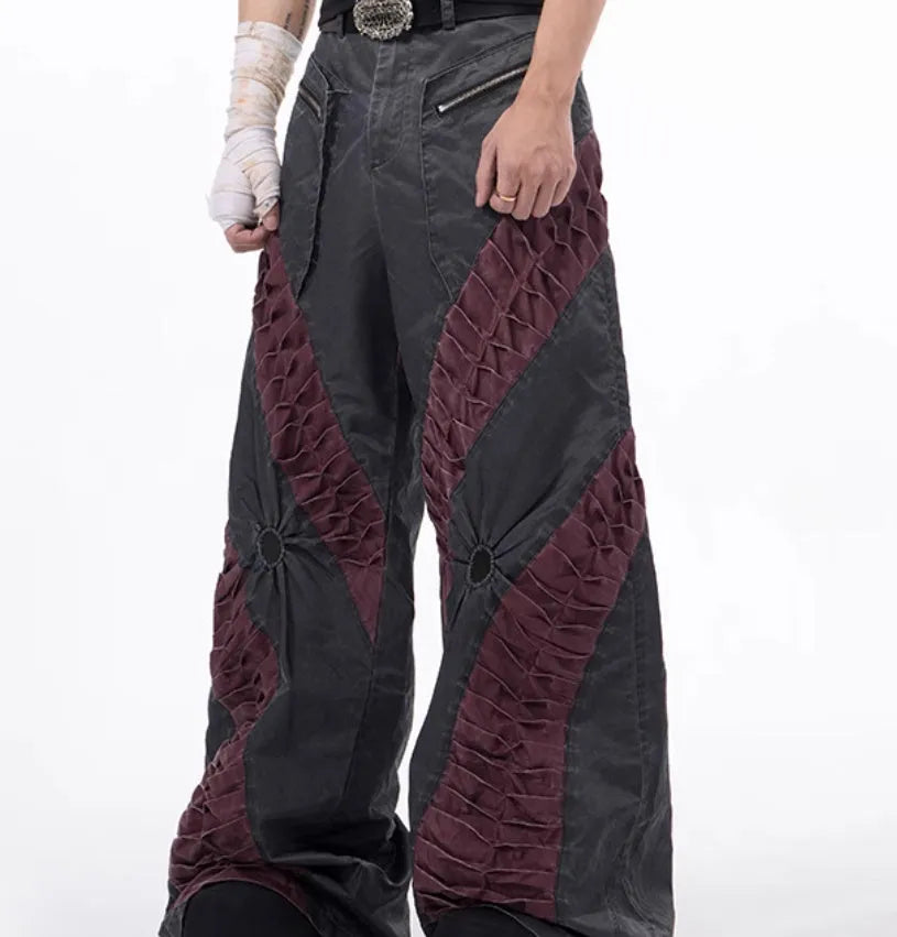 Retro keel casual sports trousers in viscose rayon fabric, showing straight hem design and solid colour option