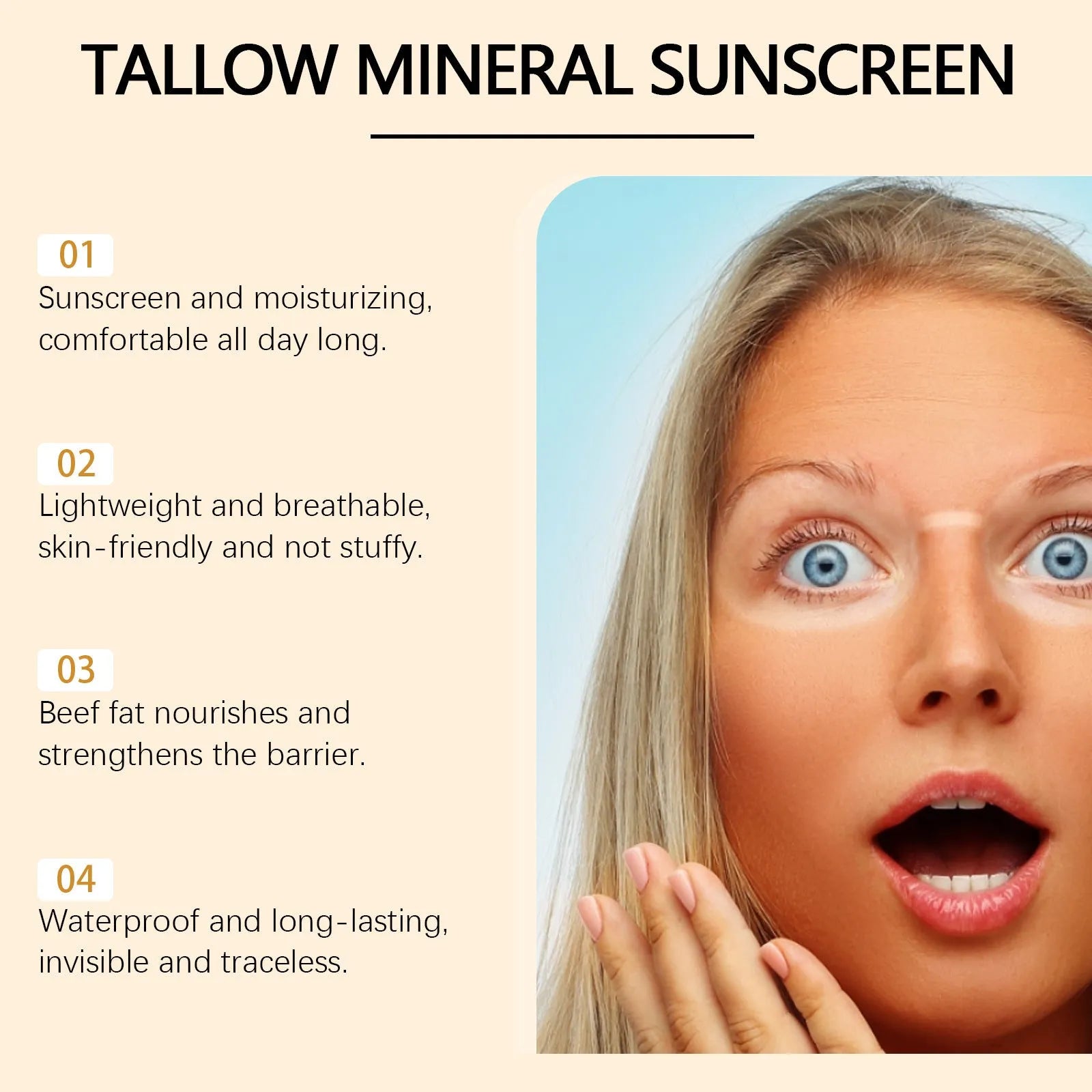 Cow Fat Moisturising Sunscreen SPF 50+ PA+++ in 60g tube with titanium dioxide and zinc oxide