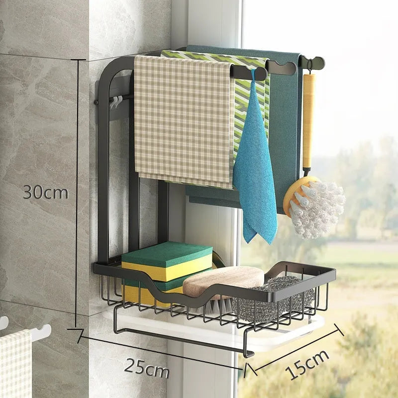 Foldable plastic kitchen storage rack in new Chinese style for wall or counter use.