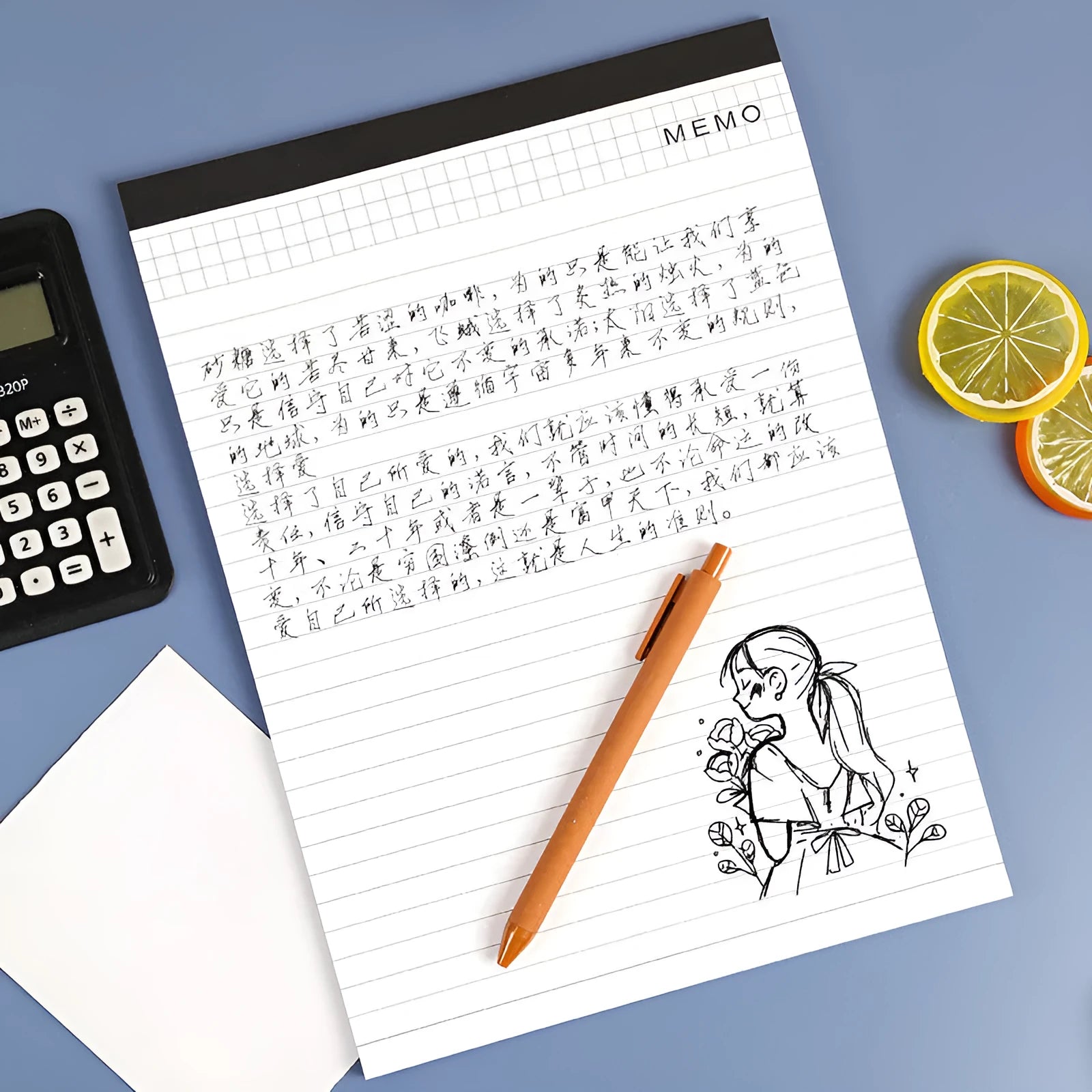 A4 tearable notebook with grid-lined paper and wireless adhesive binding