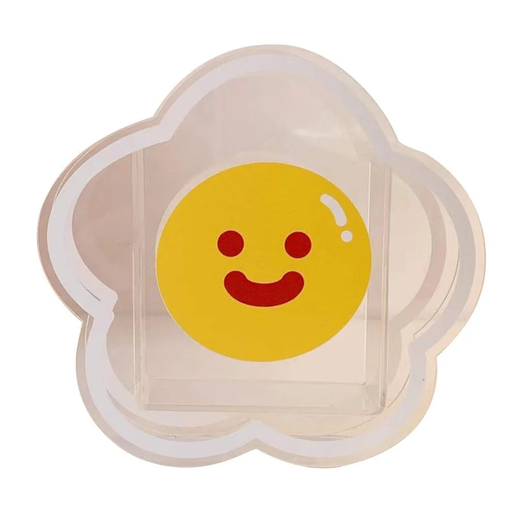 Square clear acrylic storage box with decorative character design for stationery organisation