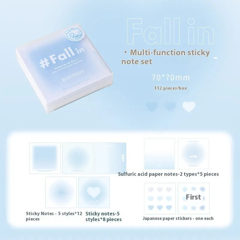 70mm square multifunctional notepad with gradient parchment pages and mixed paper sheets