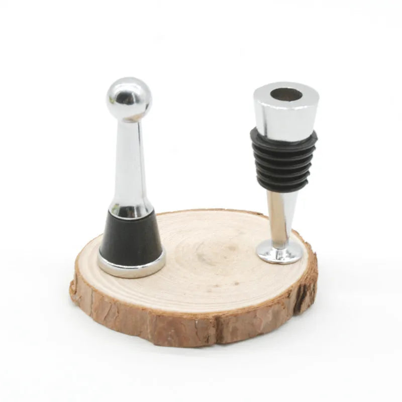 Silver zinc alloy M8 M10 threaded wine bottle stopper with silicone seal