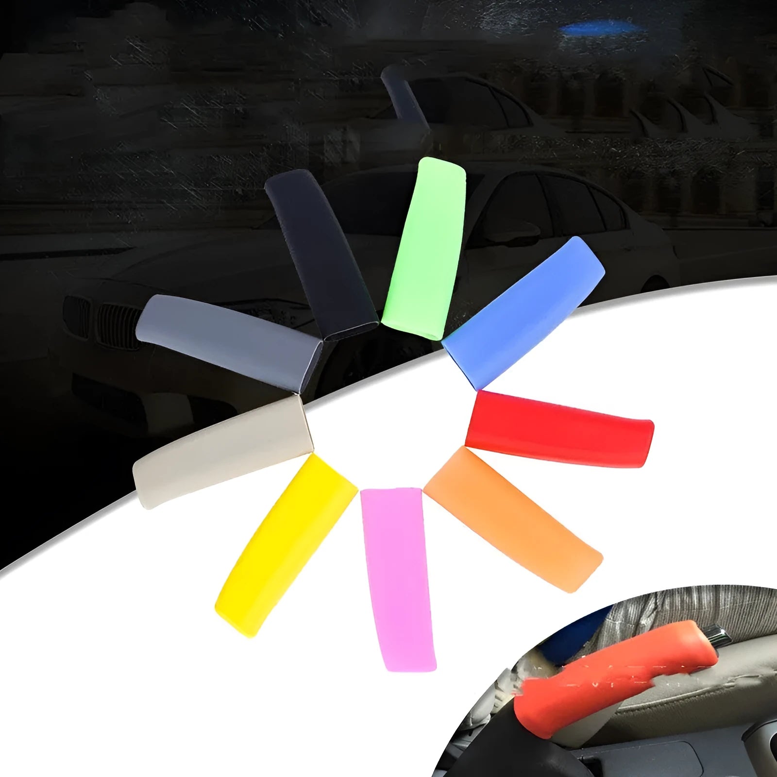 Universal silicone handbrake sleeve in black grey beige red blue colours 12cm length