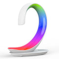 White Swan animal sculpture desktop wireless charger with Bluetooth speaker and colourful LED mood lighting
