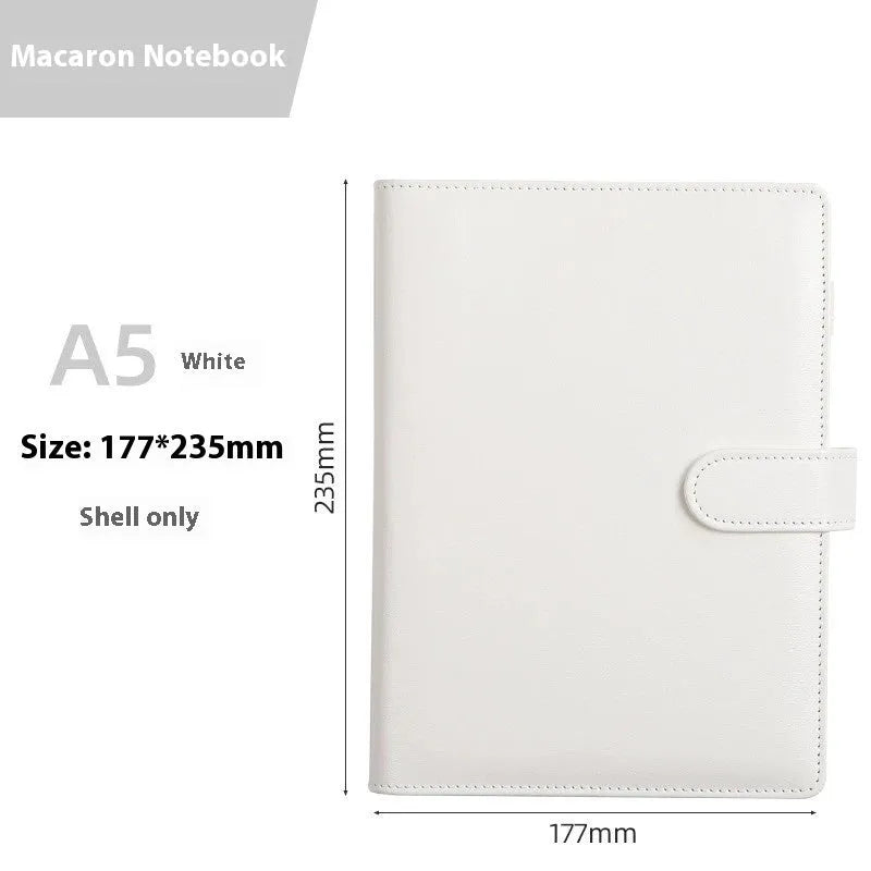 A5 PU leather zipper notebook shell in multiple colour options showing zipper closure and solid colour design
