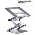 Three-layer adjustable carbon steel laptop stand for laptops under 15.6 inches, available in Bright Moon Silver or Polar Night Gray