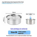 Silver stainless steel large capacity pet drinking water bowl for dogs and cats, 1L size shown