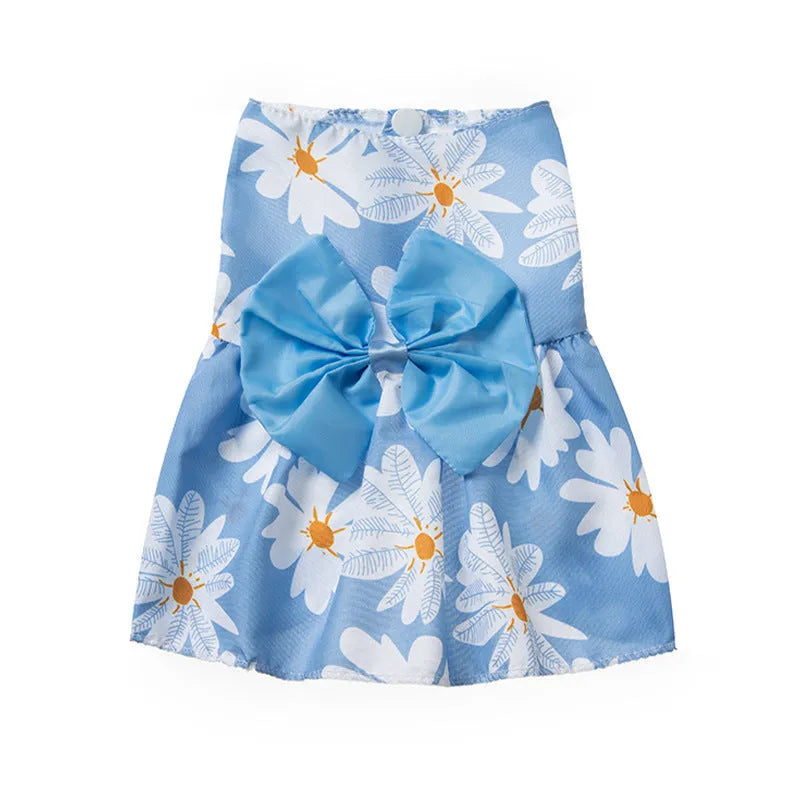 Ultra-thin floral butterfly knot princess dress for dog or cat in selected bow colour