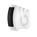 White vertical ceramic electric heater with compact design for desktop use