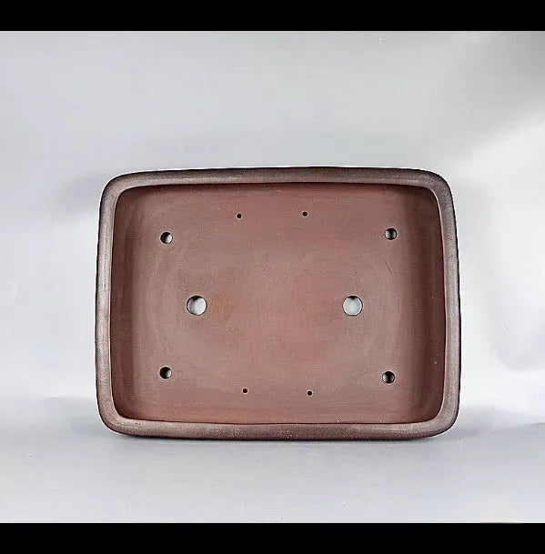 Handmade antique-style rectangular purple clay flower pot for plants