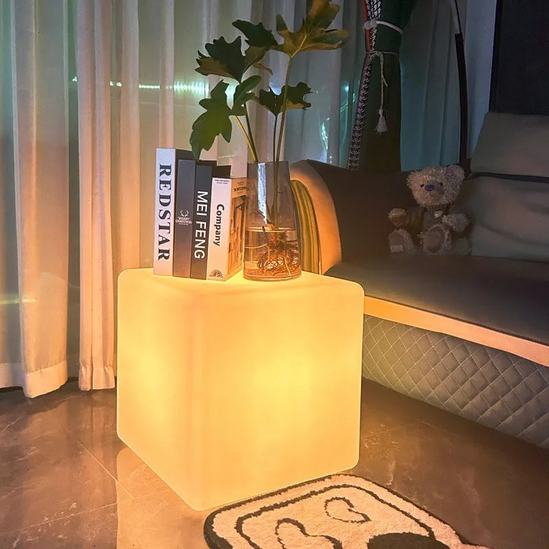 Square LED cube stool light outdoor furniture with modern design and waterproof IP65 rating