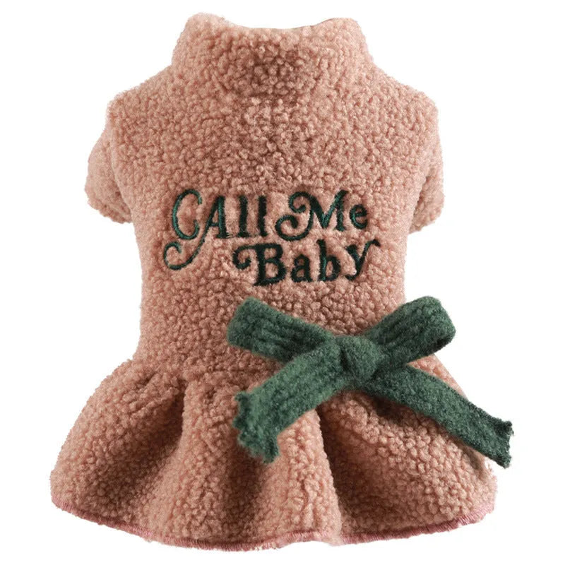 Polyester Berber fleece pet skirt for dogs in pink or dark blue, available in five sizes