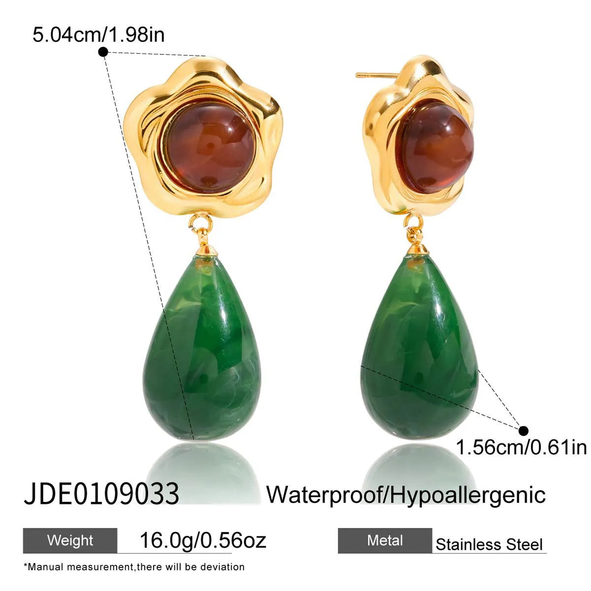 Antique style resin earrings geometric quadrilateral electroplated finish women eight colour options