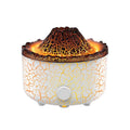 Creative column-shaped volcano humidifier diffuser with LED light flame effect and mist ring.
