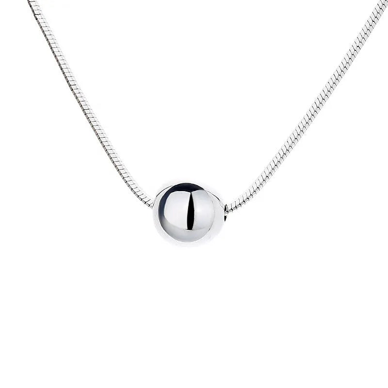 925 silver clavicle chain necklace with small round YFL376 colour pendant