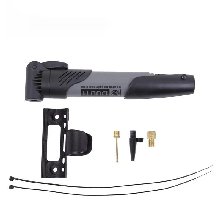 Portable plastic bicycle mini inflator available in eight colours for emergency tyre inflation