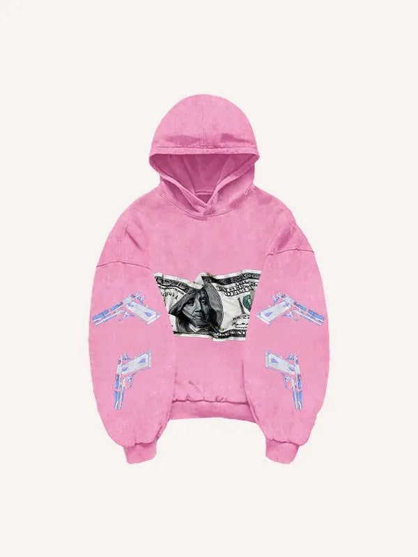 Fashion casual printed polyester sweater for women, loose fit, in black, front view