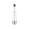 Mini electric eye massager pen in pink and white with vibration and heat for dark circles removal