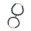 DIY kit with black obsidian Buddha beads, 8mm and 10mm sizes, and cord for a couple's bracelet set.
