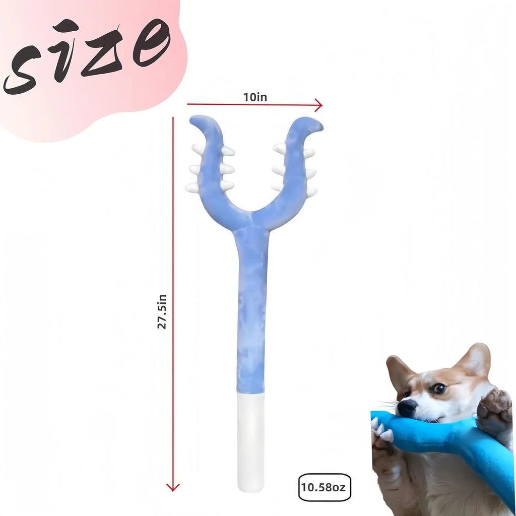 70cm blue plush cat wand toy with foam-filled construction for indoor pet play