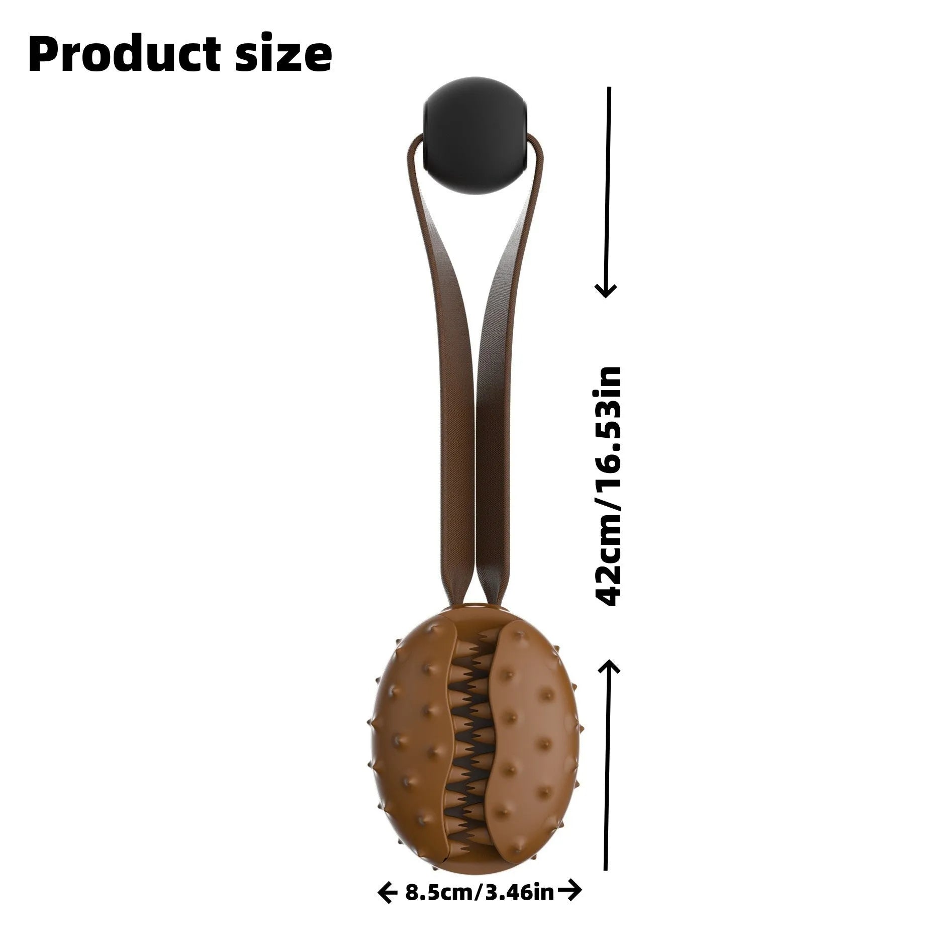 Coffee bean shaped dog chew toy with textured surface and visible rope knot interior for tooth cleaning