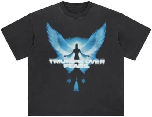 Men's loose fit cotton t-shirt with retro cartoon print design in streetwear style
