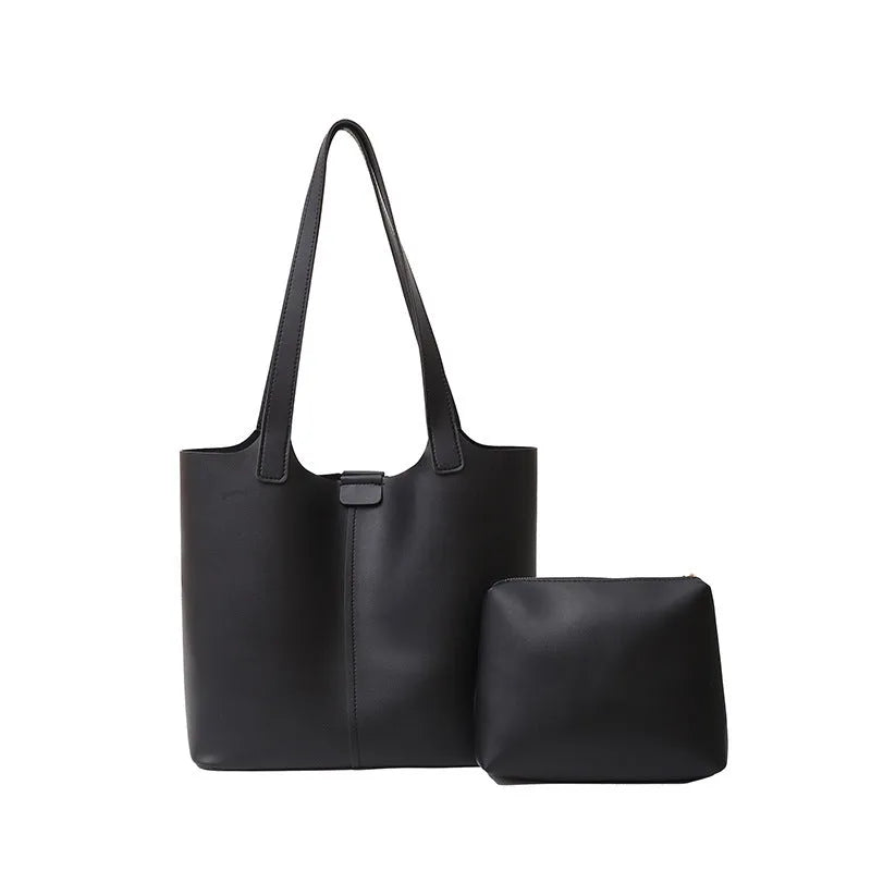 Fashionable PU leather commuter shoulder bag in brown with pendant, horizontal square shape, synthetic leather lining