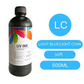 500ml bottle of Epson compatible UV printer ink for XP600 TX800 models, showing colour and viscosity options.