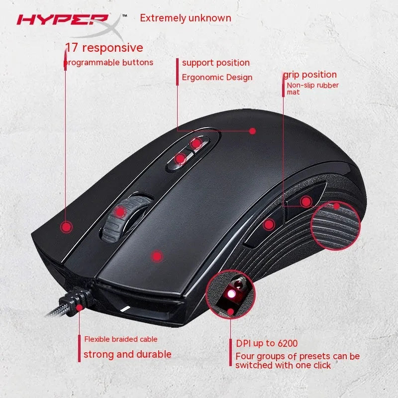 Pulsefire Core RGB wired gaming mouse in black or pink with 1.8 metre USB cable