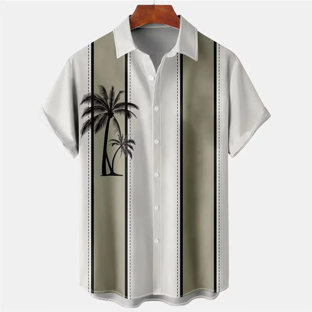 Men's Hawaiian summer shirt with colourful 3D printed pattern and short sleeves