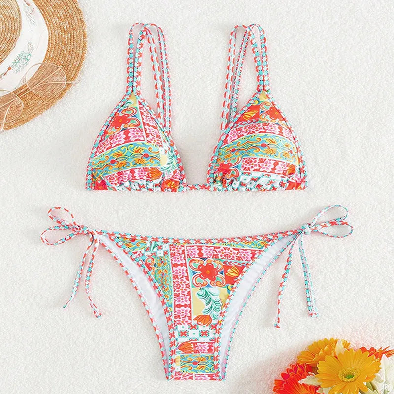 Women's lace-up backless swimsuit in polyester spandex fabric for swimming
