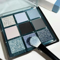 MUGELEEN nine-colour eye shadow palette 08 showing matte, shimmer, and glitter earth tones.
