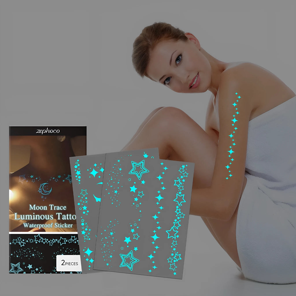 Luminous tattoo stickers two-piece pack with tattoo paste container for party decorations