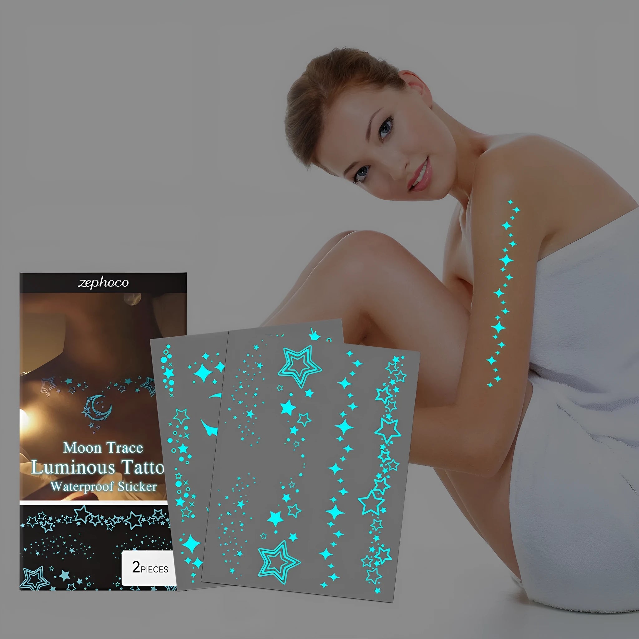 Luminous tattoo stickers two-piece pack with tattoo paste container for party decorations