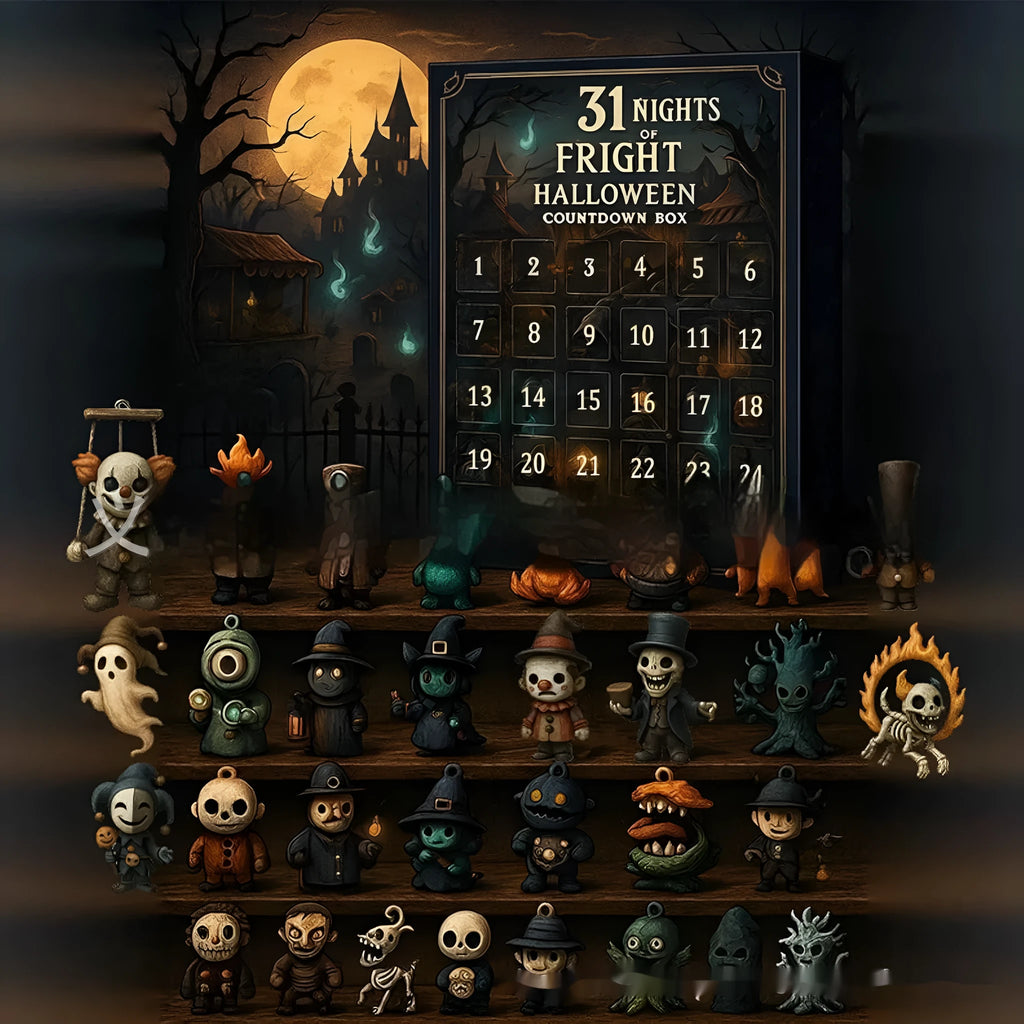 Halloween horror countdown blind box with resin doll figures for advent calendar display