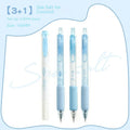 Four double-headed fluorescent pens for student calligraphy practice with 0.5mm nibs
