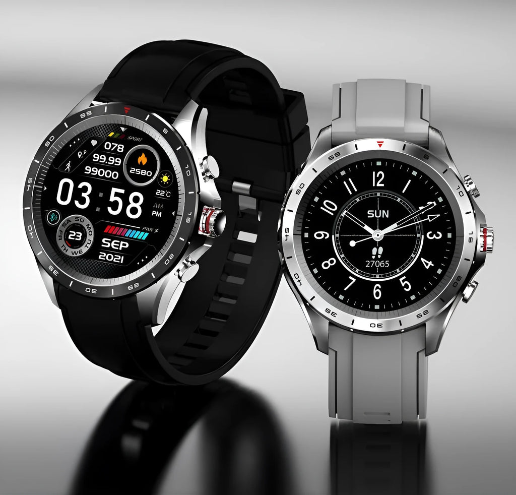 Men's smart bracelet watch with zinc alloy screen and silicone band in black, blue, or grey