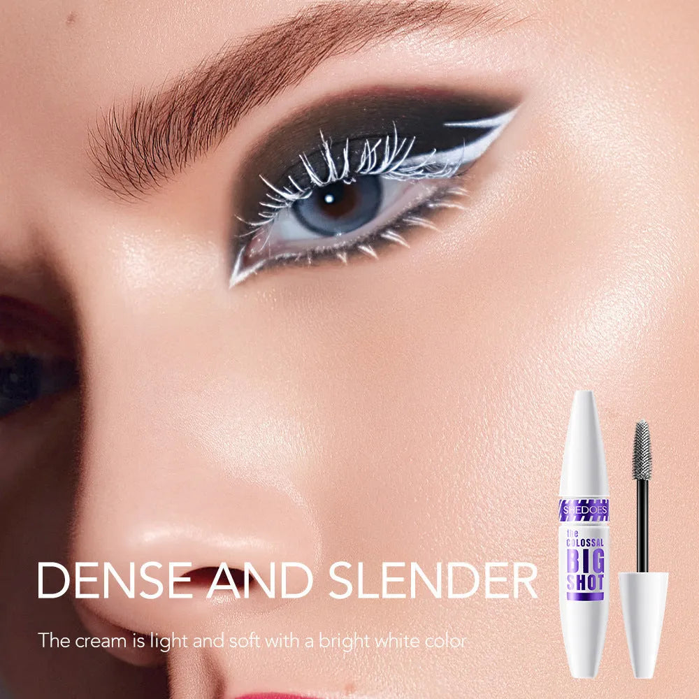 White waterproof mascara 10ml container with brush for shaping and curling application