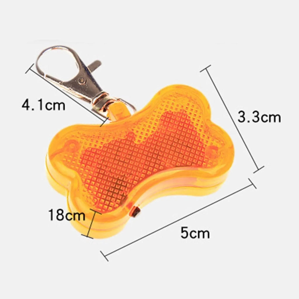 LED bone-shaped pendant for pet collars with three flash mode settings