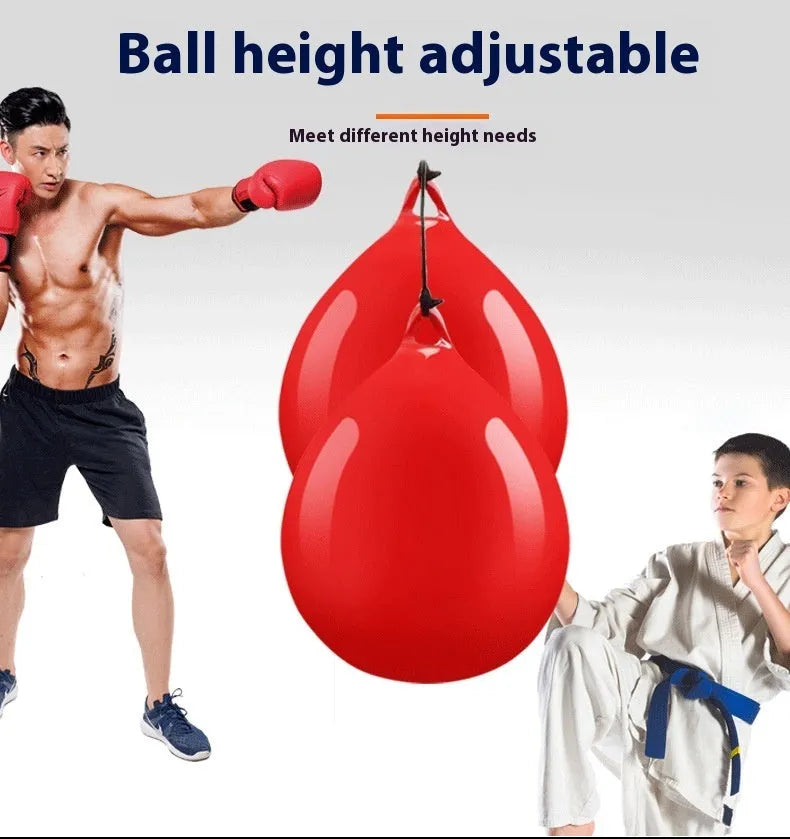 Red water filled boxing reaction ball with hook rope for martial arts training