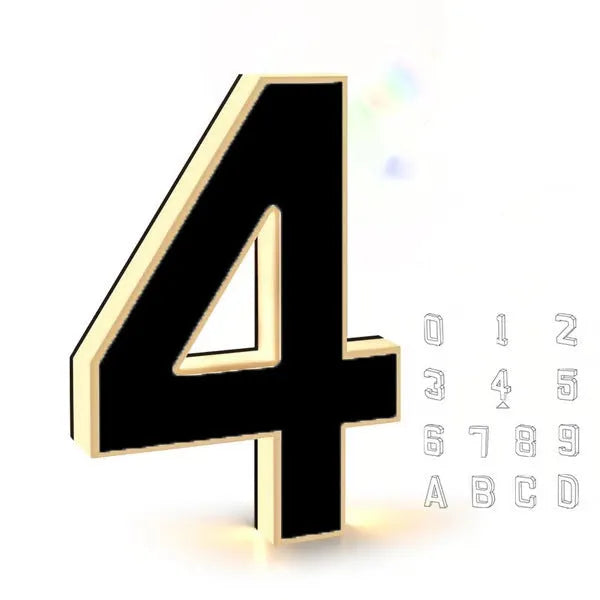 Waterproof self-luminous acrylic LED house number DIY ornament accessory in electroplated finish