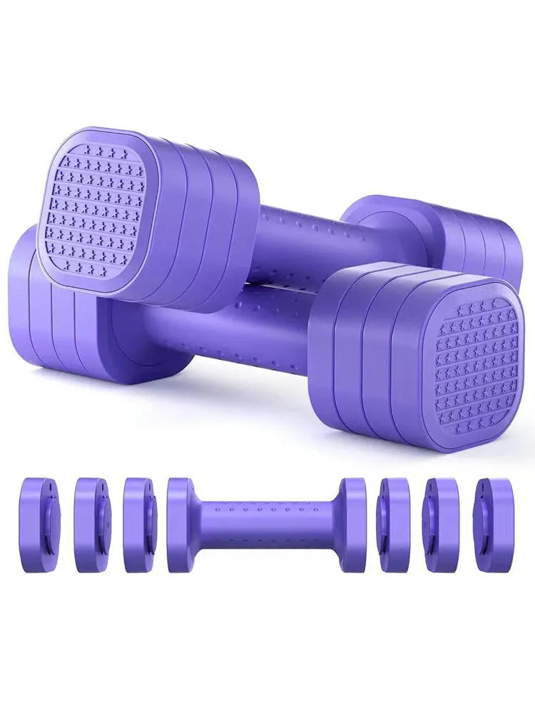 Set of pink detachable 5lb dumbbells for women's fitness and slimming workouts.