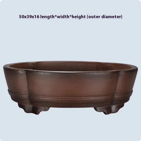 Classical style rectangular purple clay bonsai flower pot 50x39x16cm for plant display