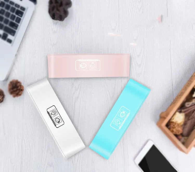 Rectangular blue multifunctional LED alarm clock with digital display and multicoloured atmosphere lighting