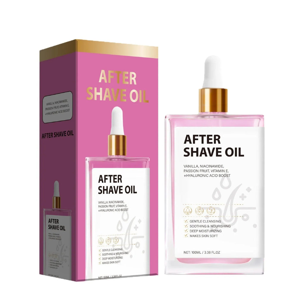 Men's aftershave oil bottle with pump dispenser, 100ml capacity for post-shave skin care