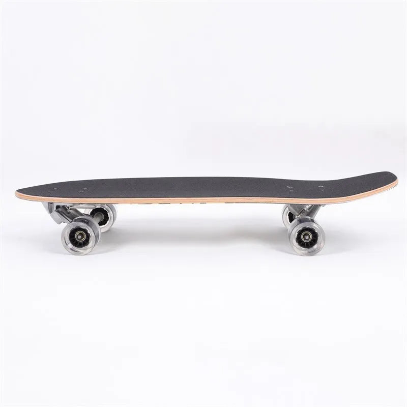 White 31-inch maple wood street scooter with traditional kicktail design