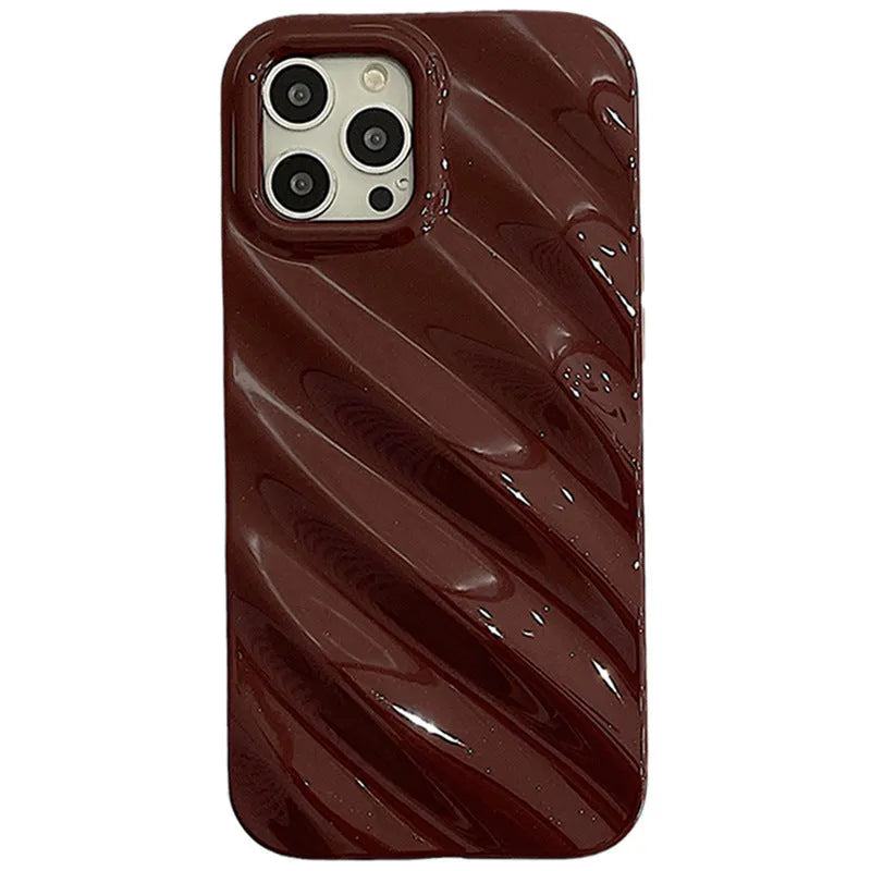 Ins style pleated iPhone case with laser electroplated metallic finish in silicone