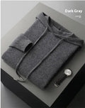 Men's light grey cashmere hooded sweatshirt and matching trousers laid flat.