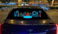 Long rectangular car interior rhythm light with electroluminescent panel showing a graphic design.